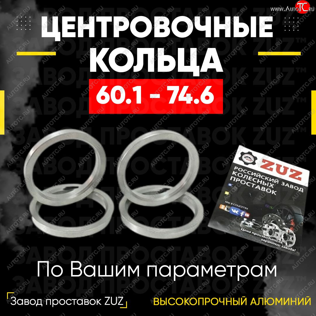 1 199 р. Алюминиевое центровочное кольцо (4 шт) ЗУЗ 60.1 x 74.6    с доставкой в г. Санкт‑Петербург