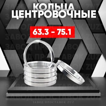 Алюминиевое центровочное кольцо (4 шт) ЗУЗ 63.3 x 75.1 Ford Focus 2 хэтчбэк 5 дв. рестайлинг (2007-2011) 