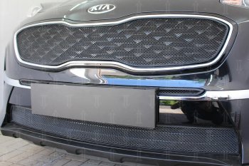 7 499 р. Защитная сетка в бампер (верх, ячейка 4х10 мм) Alfeco Премиум KIA Sportage 4 QL рестайлинг (2018-2022) (Чёрная)  с доставкой в г. Санкт‑Петербург. Увеличить фотографию 3