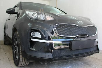 7 499 р. Защитная сетка в бампер (верх, ячейка 4х10 мм) Alfeco Премиум KIA Sportage 4 QL рестайлинг (2018-2022) (Чёрная)  с доставкой в г. Санкт‑Петербург. Увеличить фотографию 4