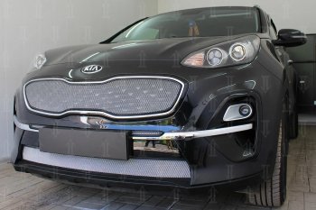 5 399 р. Защитная сетка в бампер (низ, ячейка 4х10 мм) Alfeco Премиум  KIA Sportage  4 QL (2018-2022) (Хром)  с доставкой в г. Санкт‑Петербург. Увеличить фотографию 4