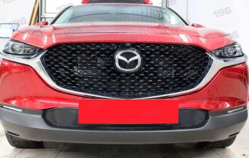 2 899 р. Защитная сетка в бампер (низ, ячейка 3х7 мм) Alfeco Стандарт  Mazda CX-30 (2019-2024) (Чёрная)  с доставкой в г. Санкт‑Петербург. Увеличить фотографию 1