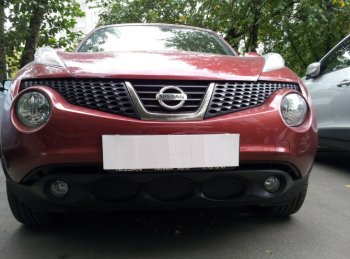 3 399 р. Защитная сетка в бампер (низ, ячейка 3х7 мм) Стрелка11 Стандарт Nissan Juke 1 YF15 дорестайлинг (2010-2014) (Чёрная)  с доставкой в г. Санкт‑Петербург. Увеличить фотографию 1