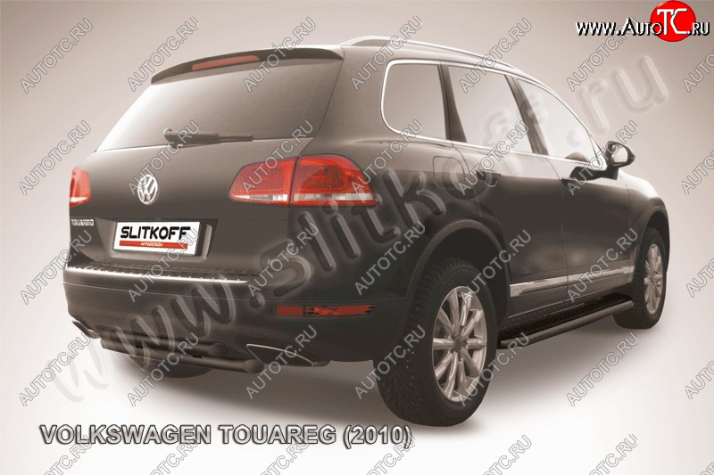 5 999 р. Защита задняя Slitkoff  Volkswagen Touareg  NF (2010-2014) дорестайлинг (Цвет: черный)  с доставкой в г. Санкт‑Петербург