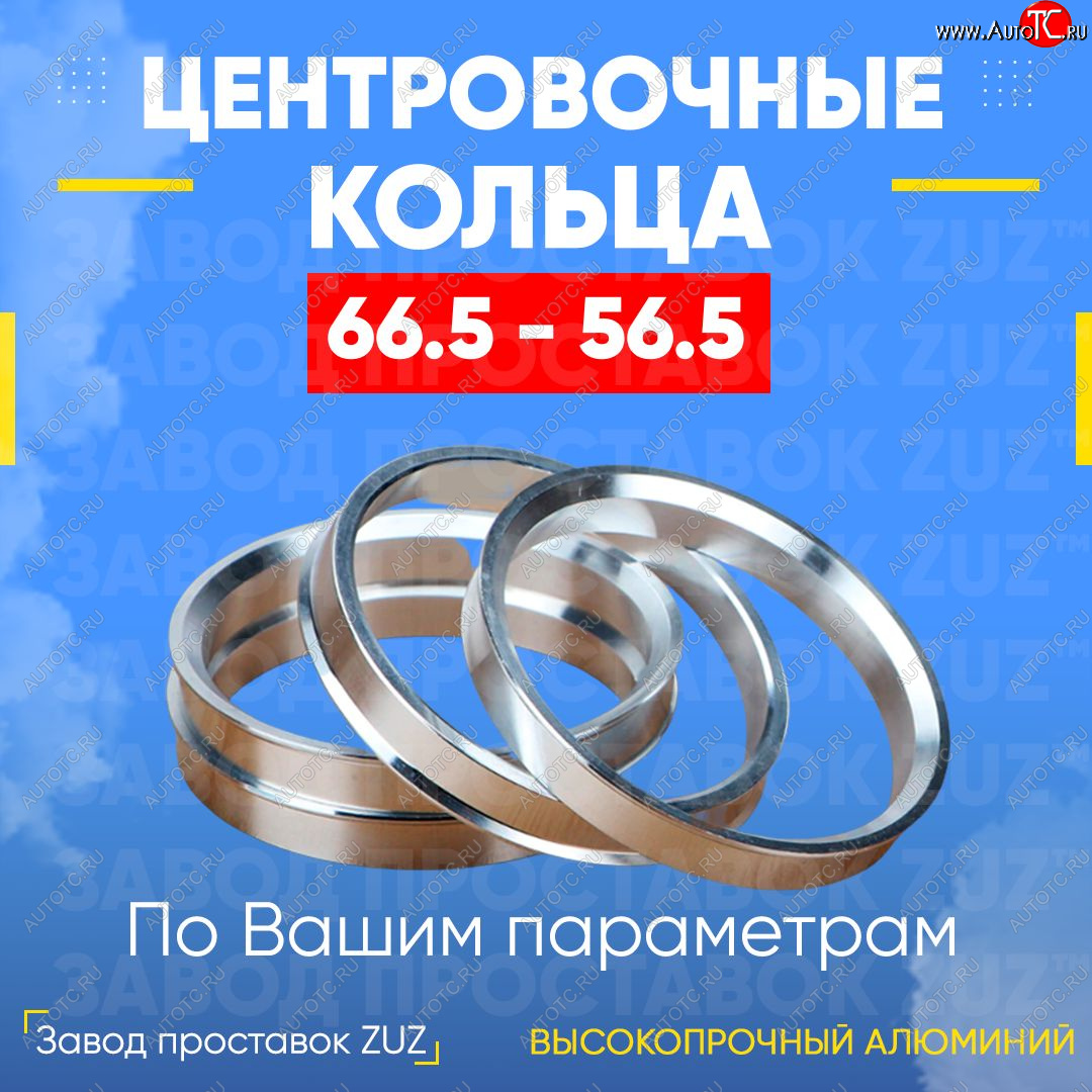 1 199 р. Алюминиевое центровочное кольцо (4 шт) ЗУЗ 56.5 x 66.5    с доставкой в г. Санкт‑Петербург