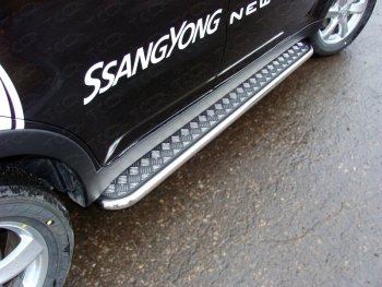 28 099 р. Пороги с площадкой 42,4 мм ТСС Тюнинг SSANGYONG Actyon рестайлинг (2013-2021) (серые)  с доставкой в г. Санкт‑Петербург. Увеличить фотографию 1