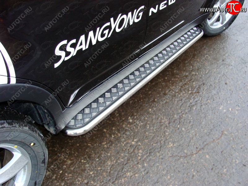 28 099 р. Пороги с площадкой 42,4 мм ТСС Тюнинг SSANGYONG Actyon рестайлинг (2013-2021) (серые)  с доставкой в г. Санкт‑Петербург