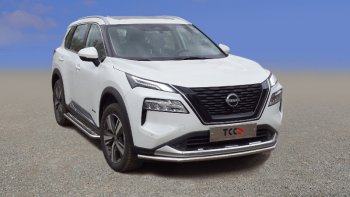 20 999 р. Защита переднего бампера нижняя 42,4 мм ТСС Тюнинг  Nissan X-trail  4 T33 (2021-2024) дорестайлинг (нержавейка)  с доставкой в г. Санкт‑Петербург. Увеличить фотографию 1