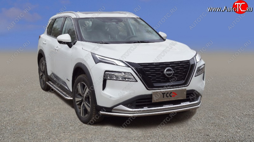 20 999 р. Защита переднего бампера нижняя 42,4 мм ТСС Тюнинг  Nissan X-trail  4 T33 (2021-2024) дорестайлинг (нержавейка)  с доставкой в г. Санкт‑Петербург