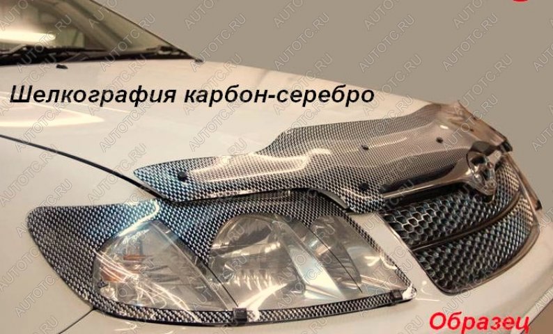 2 599 р. Защита фар CA-Plastic  Toyota Land Cruiser Prado  J120 (2002-2009) (Шелкография карбон серебро)  с доставкой в г. Санкт‑Петербург