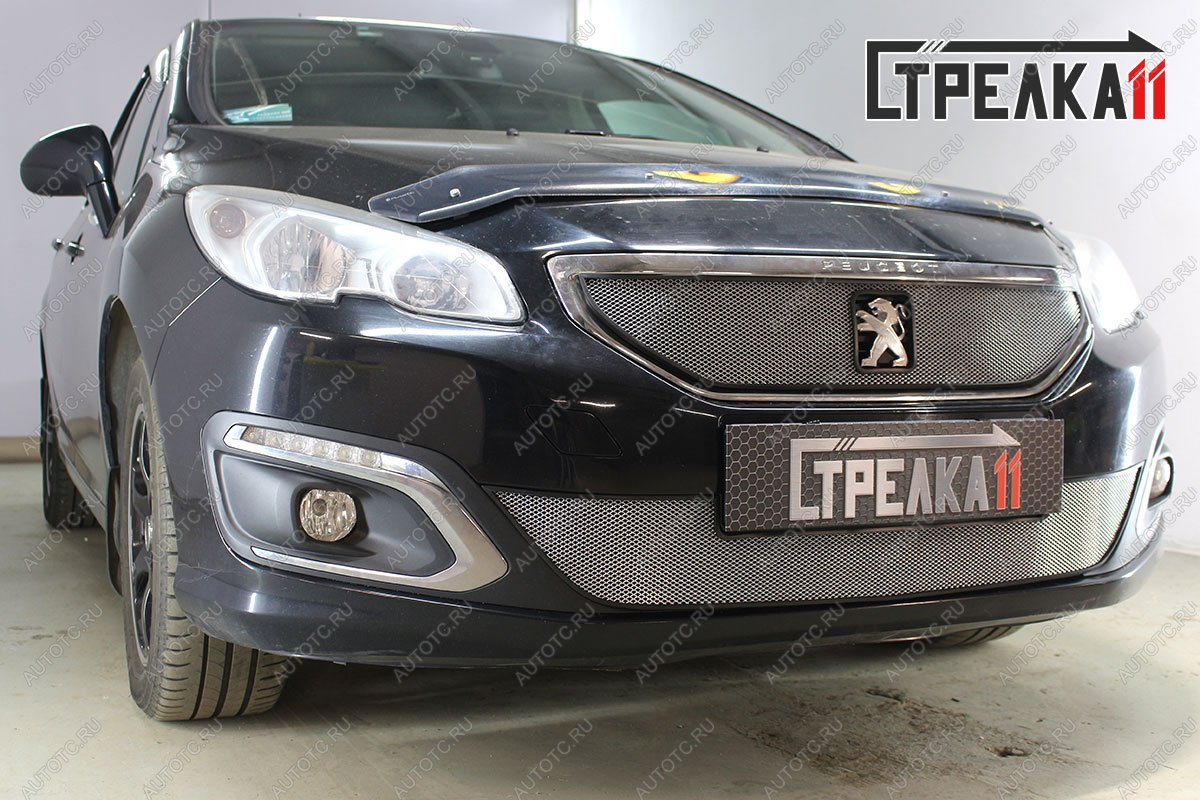 3 499 р. Защита радиатора (низ) Стрелка11 Стандарт  Peugeot 408 (2015-2022) рестайлинг (хром)  с доставкой в г. Санкт‑Петербург