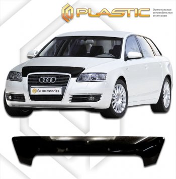 1 749 р. Дефлектор капота CA-Plastic  Audi A6  C6 (2004-2010) (classic черный, без надписи)  с доставкой в г. Санкт‑Петербург. Увеличить фотографию 1