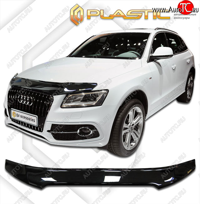 2 799 р. Дефлектор капота CA-Plastic  Audi Q5  8R (2012-2017) (classic черный, без надписи)  с доставкой в г. Санкт‑Петербург