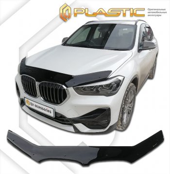 2 059 р. Дефлектор капота CA-Plastic  BMW X1  F48 (2015-2019) (classic черный, без надписи)  с доставкой в г. Санкт‑Петербург. Увеличить фотографию 1