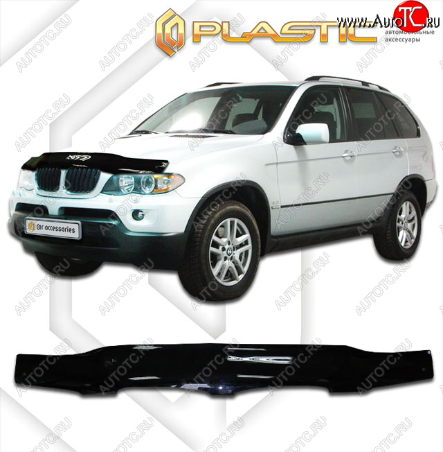 1 899 р. Дефлектор капота CA-Plastic BMW X5 E53 рестайлинг (2003-2006) (classic черный, без надписи)  с доставкой в г. Санкт‑Петербург