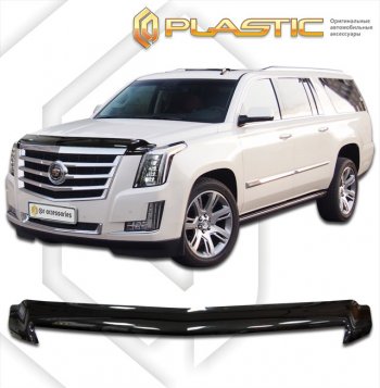 1 989 р. Дефлектор капота CA-Plastic  Cadillac Escalade  GMTK2 джип 5 дв. (2015-2020) (classic черный, без надписи)  с доставкой в г. Санкт‑Петербург. Увеличить фотографию 1