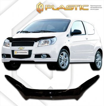 1 799 р. Дефлектор капота CA-Plastic  Chevrolet Aveo  T250 (2006-2011) (classic черный, без надписи)  с доставкой в г. Санкт‑Петербург. Увеличить фотографию 1