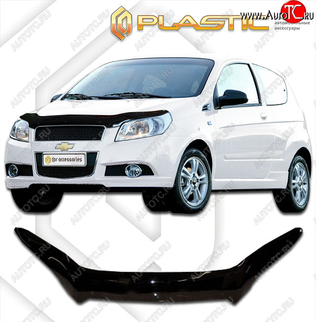 1 799 р. Дефлектор капота CA-Plastic  Chevrolet Aveo  T250 (2006-2011) (classic черный, без надписи)  с доставкой в г. Санкт‑Петербург