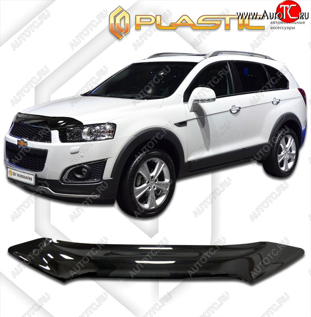 1 799 р. Дефлектор капота CA-Plastic  Chevrolet Captiva (2011-2016) (classic черный, без надписи)  с доставкой в г. Санкт‑Петербург