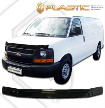 1 799 р. Дефлектор капота CA-Plastic Chevrolet Express GMT610 рестайлинг (2002-2014) (classic черный, без надписи)  с доставкой в г. Санкт‑Петербург. Увеличить фотографию 1