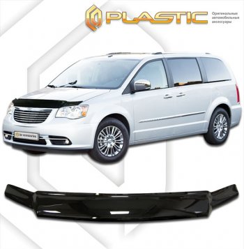 1 999 р. Дефлектор капота CA-Plastic Chrysler Grand Voyager  рестайлинг (2011-2016) (classic черный, без надписи)  с доставкой в г. Санкт‑Петербург. Увеличить фотографию 1