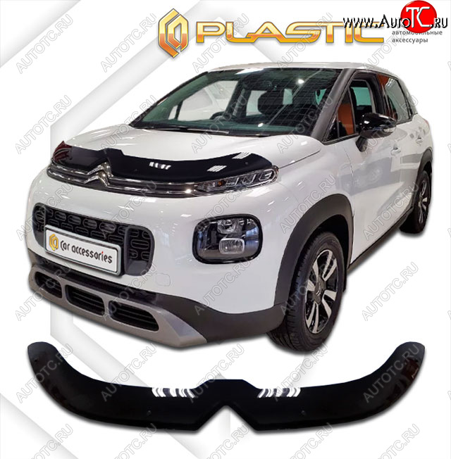 1 899 р. Дефлектор капота CA-Plastic CITROEN C3 Aircross дорестайлинг (2017-2021) (classic черный, без надписи)  с доставкой в г. Санкт‑Петербург