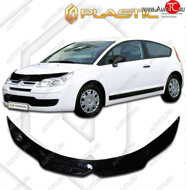 2 059 р. Дефлектор капота CA-Plastic CITROEN C4  рестайлинг, хэтчбэк 3 дв. (2008-2011) (classic черный, без надписи)  с доставкой в г. Санкт‑Петербург