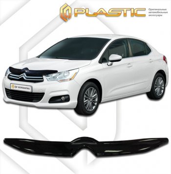 1 749 р. Дефлектор капота CA-Plastic  CITROEN C4  B7 (2013-2022) (classic черный, без надписи)  с доставкой в г. Санкт‑Петербург. Увеличить фотографию 1