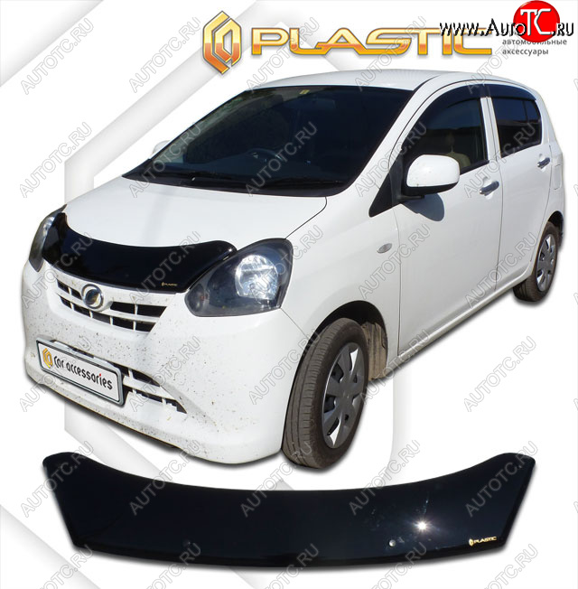 1 839 р. Дефлектор капота CA-Plastic Daihatsu Mira e:S LA300S,LA310S дорестайлинг (2011-2013) (classic черный, без надписи)  с доставкой в г. Санкт‑Петербург