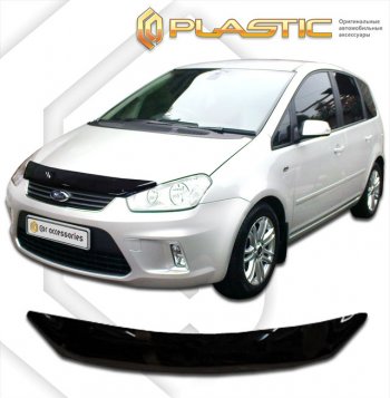 1 749 р. Дефлектор капота CA-Plastic Ford C-max Mk1 рестайлинг (2007-2010) (classic черный, без надписи)  с доставкой в г. Санкт‑Петербург. Увеличить фотографию 1