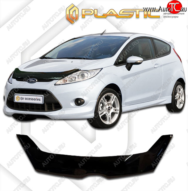 2 599 р. Дефлектор капота CA-Plastic  Ford Fiesta  6 (2008-2013) (classic черный, без надписи)  с доставкой в г. Санкт‑Петербург