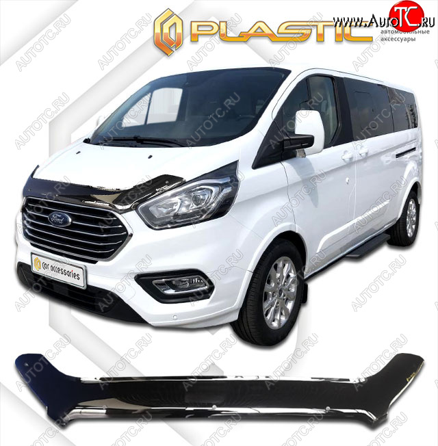 1 899 р. Дефлектор капота CA-Plastic  Ford Tourneo Custom (2017-2021) рестайлинг (classic черный, без надписи)  с доставкой в г. Санкт‑Петербург