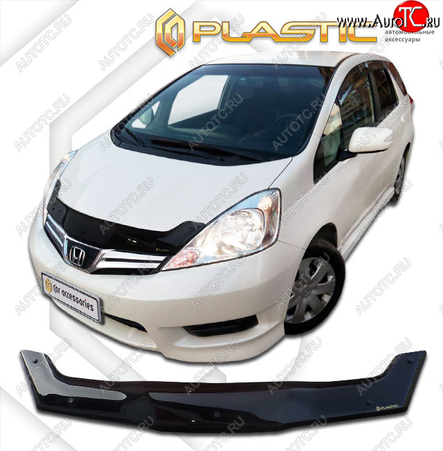 1 759 р. Дефлектор капота CA-Plastic  Honda Fit Shuttle  1 GP2,GG7,GG8 (2011-2013) дорестайлинг (classic черный, без надписи)  с доставкой в г. Санкт‑Петербург