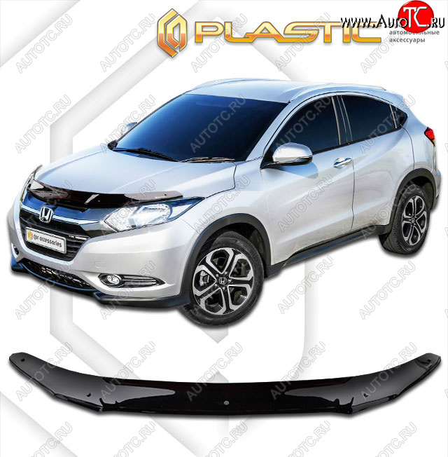 1 839 р. Дефлектор капота CA-Plastic  Honda HR-V  RU (2014-2018) дорестайлинг (classic черный, без надписи)  с доставкой в г. Санкт‑Петербург