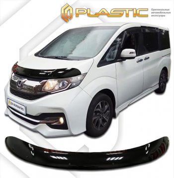 1 999 р. Дефлектор капота CA-Plastic  Honda StepWagon  5 RP1,RP2, RP3, RP4 (2015-2017) минивэн дорестайлинг (classic черный, без надписи)  с доставкой в г. Санкт‑Петербург. Увеличить фотографию 1