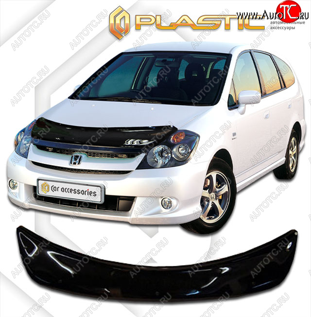 1 999 р. Дефлектор капота CA-Plastic  Honda Stream  1 RN2,RN4, RN1, RN3, RN5 (2003-2006) рестайлинг (classic черный, без надписи)  с доставкой в г. Санкт‑Петербург