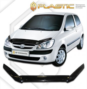 1 759 р. Дефлектор капота CA-Plastic  Hyundai Getz  TB (2005-2011) хэтчбэк 3 дв. рестайлинг (classic черный, без надписи)  с доставкой в г. Санкт‑Петербург. Увеличить фотографию 1