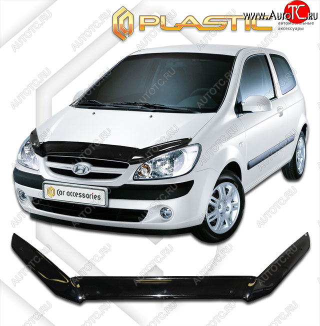 1 759 р. Дефлектор капота CA-Plastic  Hyundai Getz  TB (2005-2011) хэтчбэк 3 дв. рестайлинг (classic черный, без надписи)  с доставкой в г. Санкт‑Петербург