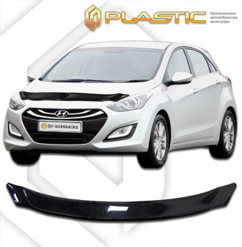 1 759 р. Дефлектор капота CA-Plastic  Hyundai I30  2 GD (2011-2017) дорестайлинг, хэтчбэк 5 дв., рестайлинг, хэтчбэк 5 дв. (classic черный, без надписи)  с доставкой в г. Санкт‑Петербург. Увеличить фотографию 1