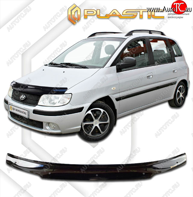 1 759 р. Дефлектор капота CA-Plastic  Hyundai Matrix  1 FC (2005-2008) 1-ый рестайлинг (classic черный, без надписи)  с доставкой в г. Санкт‑Петербург