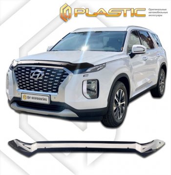 1 839 р. Дефлектор капота CA-Plastic  Hyundai Palisade  LX2 (2018-2022) (classic черный, без надписи)  с доставкой в г. Санкт‑Петербург. Увеличить фотографию 1