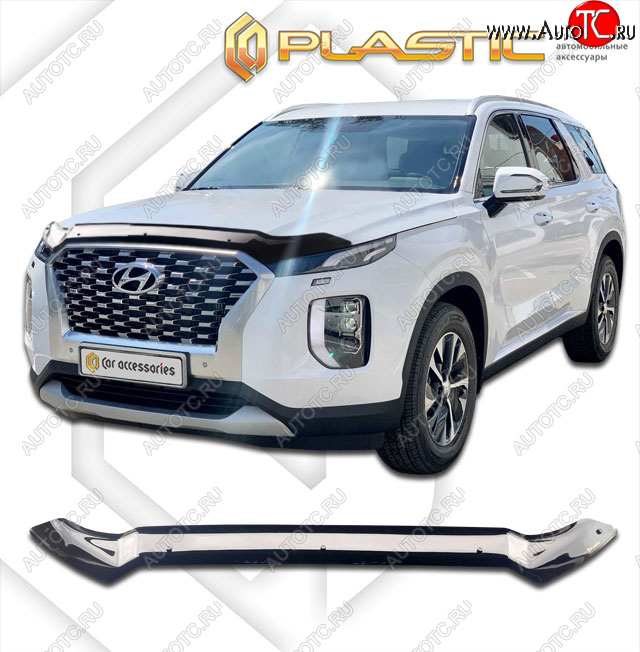 1 839 р. Дефлектор капота CA-Plastic  Hyundai Palisade  LX2 (2018-2022) (classic черный, без надписи)  с доставкой в г. Санкт‑Петербург