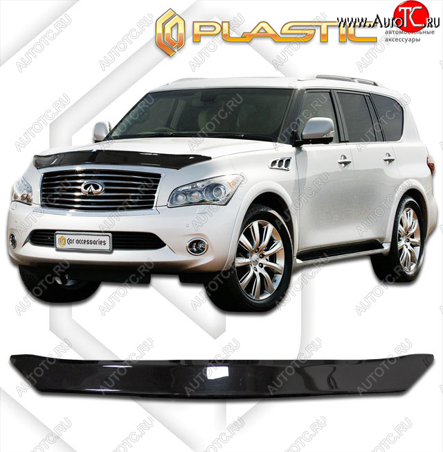 1 799 р. Дефлектор капота CA-Plastic  INFINITI QX56 (2010-2013) (classic черный, без надписи)  с доставкой в г. Санкт‑Петербург