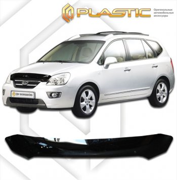 1 749 р. Дефлектор капота CA-Plastic KIA Carens UN (2006-2013) (classic черный, без надписи)  с доставкой в г. Санкт‑Петербург. Увеличить фотографию 1