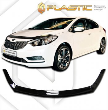 2 599 р. Дефлектор капота CA-Plastic  KIA Cerato  3 YD (2013-2016) (classic черный, без надписи)  с доставкой в г. Санкт‑Петербург. Увеличить фотографию 1