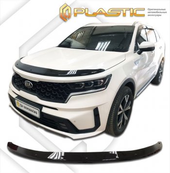 1 799 р. Дефлектор капота CA-Plastic  KIA Sorento  MQ4 (2020-2022) (classic черный, без надписи)  с доставкой в г. Санкт‑Петербург. Увеличить фотографию 1