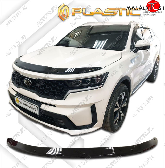 1 839 р. Дефлектор капота CA-Plastic KIA Sorento MQ4 (2020-2022) (classic черный, без надписи)  с доставкой в г. Санкт‑Петербург