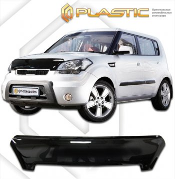 2 599 р. Дефлектор капота CA-Plastic  KIA Soul  1 AM (2011-2014) (classic черный, без надписи)  с доставкой в г. Санкт‑Петербург. Увеличить фотографию 1