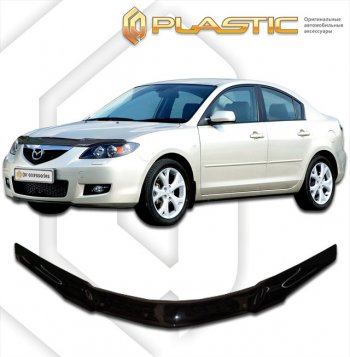 1 999 р. Дефлектор капота CA-Plastic  Mazda 3/Axela  BK (2003-2009) дорестайлинг седан, рестайлинг седан (Classic черный)  с доставкой в г. Санкт‑Петербург. Увеличить фотографию 1