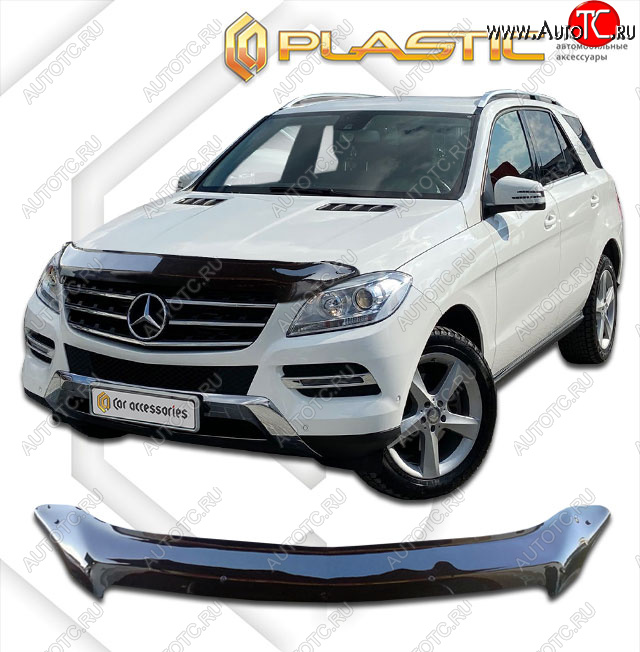 2 799 р. Дефлектор капота CA-Plastic  Mercedes-Benz ML class  W166 (2011-2015) (classic черный, без надписи)  с доставкой в г. Санкт‑Петербург